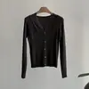 Top de punto base con cuello en V y encaje de Paulownia Beishan para mujer Otoño Ajustado de canalé Manga larga Ropa interior Top Suave P322