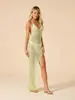 Moda Europeia e Americana Transfronteiriça Novo Vestido Sexy Slim de Verão com Alças Finas, Ajuste na Cintura, Saia Bodycon, Cardigan de Tricô, Decote V