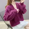 Chaqueta Suéter para Mujer Cardigan de Pico Otoño 2025 Nuevo Cardigan de Punto Retorcido Corto Top de Principios de Otoño Tendencia
