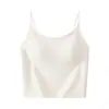 Camisole de seda gelada sem costura de verão com bojos embutidos para fitness e yoga