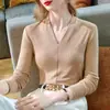 Camiseta básica negra para mujer, nuevo estilo otoño/invierno 2026, corte ajustado, tacto de alta gama, cuello en V, modal, manga larga