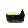 Dispensador de Detergente para Louça Transfronteiriço, Dispensador Duplo de Líquido para Limpeza de Cozinha com Esponja, Dispensador de Sabão Dois em Um com Compartimentos Separados