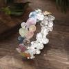 Pulsera elástica geométrica ovalada de color esmalte de venta caliente transfronteriza para mujer, pulsera de flor irregular exagerada de alta gama