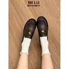 Mocasines de Piel Suave para Mujer 2026 Primavera/Verano Nuevos Zapatos Planos Perezosos de Tacón Grueso Estilo Británico Retro Zapatos Pequeños de Cuero