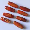 Lezi aproximadamente 15X40 mm Oliva 2 mm Agujero Grande Período de los Reinos Combatientes Rojo Rayas Naturales Ágata de Seda Perlas de Arroz Cuentas