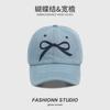 Moda casual pequeño fresco mezclilla doble línea gorra de béisbol personalidad transpirable lazo nicho versátil temperamento gorra con visera