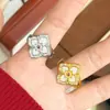 Anillo Vintage Estilo Buccellati Corte Italiano Trébol de Cuatro Hojas con Microincrustación Moda Francesa, Adecuado para el Uso Diario