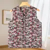 Novo Colete Floral para Mulheres de Meia-Idade e Idosas, para Mães e Avós, Jaqueta Acolchoada de Algodão Espesso Chinesa 2025, Colete Quente de Inverno Sem Mangas