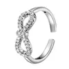 Anel Shijia de Cobre com Microincrustação de Zircônia para Mulheres, Laço Simples Amor Eterno com Diamantes, Anel para Dedo Indicador Amor Infinito Venda por Atacado