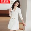 Vestido de cuello alto para mujer, novedad de 2025, manga larga, cintura ajustada, estilo profesional, ropa de trabajo, 8815