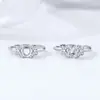 Anillo de plata de ley maciza S925 con gema de huevo de paloma de 5x7 mm, configuración DIY, estilo moderno de celebridad de internet, exquisito anillo de doble mariposa con diamantes