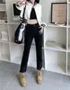 Jeans de Pierna Recta con Dobladillos Enrollados para Mujer con Forma de Cuerpo de Pera, Nuevo Estilo de Verano, Tallas Pequeñas y Grandes, Cintura Alta, Adelgazantes, Elásticos, Pantalones Cigarrillo