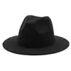 Sombrero de Fieltro Grueso de Color Sólido Transfronterizo para Hombres y Mujeres Otoño e Invierno Sombrero de Jazz Retro Sombrero de Copa de Lana Europeo y Americano de Borde Plano de 7 cm para Adultos