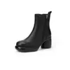 Botines de moda estilo británico de borrego de 7 cm, nueva colección otoño/invierno 2026, punta redonda, suela gruesa, tacón grueso y forrados de felpa para abrigar