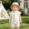 Mameluco de Bebé Verano Estilo Delgado para Recién Nacidos de Modal con Mangas Cortas Ropa de Verano para Niños Pequeños Ropa de Bebé