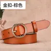 Popular cinto de couro feminino com fivela redonda do Coringa cinto coreano bolsa de couro genuíno para calças feminina em estoque cinto atacado