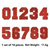 Suministro transfronterizo de parches bordados de letras y números en inglés color rojo brillante con adhesivo termofusible para decoración de ropa y sombreros
