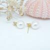 Pendientes pequeños con forma de flor de trébol con incrustaciones de diamantes, estilo elegante, plateados, con soporte vacío.