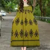 Vestido de Algodão e Seda Estilo Étnico Novo 2026, Estampa Floral Luxuosa e Elegante, Vestido Longo Estiloso para Mães, Adequado para Uso ao Ar Livre