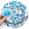 50 adesivos de grafite oceano azul personalizados de desenho animado transfronteiriços estilo aquarela pequeno e fresco adesivos decorativos para copo d'água celular