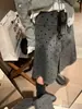 Vestido estilo Miu ~ saia plissada de bolinhas dupla face feminino primavera e verão 2025 novo moderno saia cinza em A