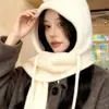 Balaclava Estilo Coreano Chapéu Feminino Outono Inverno Circunferência da Cabeça Grande Proteção Auricular Chapéu de Lã Chapéu de Tricô Quente Lenço Chapéu Integrado