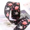 Borde de botón recto impresión a doble cara flor de fresa cinta lazo DIY para accesorios para el cabello material tela cinta decorativa
