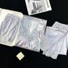 Pijama de Seda Gelada para Mulheres Verão Manga Curta Renda com Bojo Pode Ser Usado Fora de Casa Seda de Gelo Roupa de Casa Conjunto de Três Peças Verão Estilo Fino
