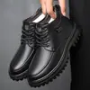 Zapatos de Algodón Cálido con Felpa de Invierno para Hombre Zapatos Casuales de Negocios Antideslizantes de Algodón y Cuero Zapatos para Hombre de Mediana Edad y Ancianos