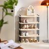 Zapatero de Estilo Crema Antiguo Medio para Interior Doméstico Puerta Zapatero Simple Dormitorio Multicapa Zapatero Pequeño