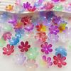 Pétalos de acrílico de seis hojas flor feliz colorida flor de color degradado de dos tonos pétalos de color gelatina material de flor con cuentas hecho a mano