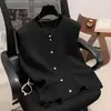 Estilo Intelectual 100% Lana de Seda Sin Mangas Cuello Redondo Chaleco de Punto Holgado para Mujer Top de Capa para el Trabajo