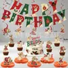 Banner de Letras Americanas Navideñas Elementos de Papá Noel Bandera de Tirar de Cumpleaños Colgante Espiral Decoraciones para Cupcakes