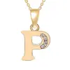 Collar de letras inglesas 26 con circonita incrustada de cobre, cadena para la clavícula con colgante de letra simple de lujo ligero, accesorios para mujer con nombre personalizado