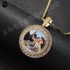 Hip Hop Cobre Diamante Circonita Personalidad Hiphop Hip Hop Giratorio Colgante de Collar con Foto Collar de Memoria con Foto