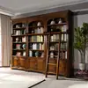 Librero estilo americano, gabinete de almacenamiento de madera maciza, estantería grande de pie rústica vintage, estantería multicapa estilo europeo, combinación libre para sala de estudio