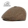 Chapéus para Homens de Meia-Idade e Idosos, Chapéus de Algodão Quentes com Forro de Lã para Outono e Inverno, Boinas Retrô Britânicas, Chapéus de Aba para Frente, Modernos