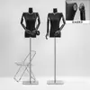 Maniquí de media figura para mujer, modelo de hombro plano negro, accesorios, tienda de ropa, maniquí de mesa, hombro de ángulo recto, expositor de ventana, cuerpo completo