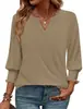 Amazon Transfronterizo Cuello en V Pequeña Abertura Manga Larga Top para Mujer Elástico Fruncido Puños con Volantes Holgado Casual Camiseta