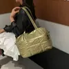 Bolsa Plateada, Bolsa de Viaje de Gran Capacidad, Bolsa de Equipaje del Mismo Estilo que la Bloguera Femenina, Bolso Cruzado, Bolso de Hombro Acolchado de Algodón al por Mayor
