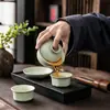 Juego de té Kung Fu para uso doméstico con un gaiwan y dos tazas, juego de té de cerámica simple para invitados, tazas de té y bandeja para té seco
