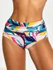 Nuevo Estilo para Mujer Pantalones Cortos de Baño Triángulo Adelgazantes de Cintura Alta Control de Abdomen Secado Rápido Bikini Gorro de Baño Versátil Plisado Multicolor