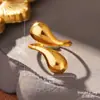 Anel Ajustável Geométrico de Abertura em Aço Titânio Dourado Moda Europeia e Americana Transfronteiriça Anel de Aço Inoxidável de Alta Qualidade de Nicho