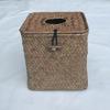 Al por mayor de fábrica Caja de almacenamiento de cosméticos de ropa interior de paja estilo pastoral cesta de almacenamiento de bambú y algas para joyas