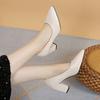 Outono de 2025 Novo Estilo Coreano Trabalho Simples Moda Salto Alto Bico Fino Salto Bloco Baixo Versátil Sapatos Individuais para Mulheres Dropshipping