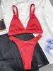 Novo Biquíni Costurado Europeu e Americano Feminino Cor Sólida Conjunto de Roupa de Banho de Duas Peças Atacado Transfronteiriço Conjunto de Biquíni Triângulo