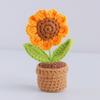 Planta em Vaso Pequena Crochê Transfronteiriça Fio Artesanal Tricô Tulipa Ornamento Mini Mesa Flores Artificiais em Vaso Buquê