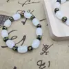 Pulsera de Imitación de Jade Blanco Hotan con Palabras Verdaderas Liuzi, Pulsera de Cuentas de Cubo de Jade y Cuentas de Buda, Joyería de Mano para Soporte en Lugares Escénicos, Drenaje en Vivo