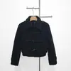 Design de Nicho Outono e Inverno Novo Estilo Estilo Faculdade Preto Petite Top Casaco Curto de Lã com Botões de Alternância