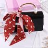 Flor de fita longa lenço de seda estreito Impressão Tie Bag Tie Bow Acessórios para o cabelo rabo de cavalo Pequeno lenço de seda Fita de pano atacado